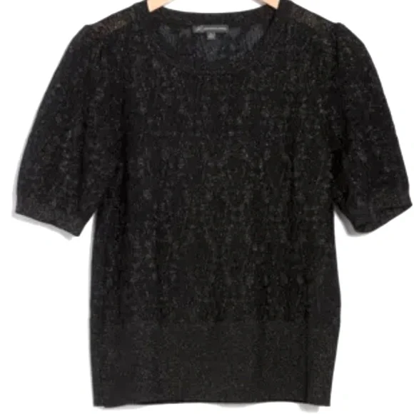 Adrianna Papell Lace Stitch Short Sleeve Sweater - Picture 2 of 2